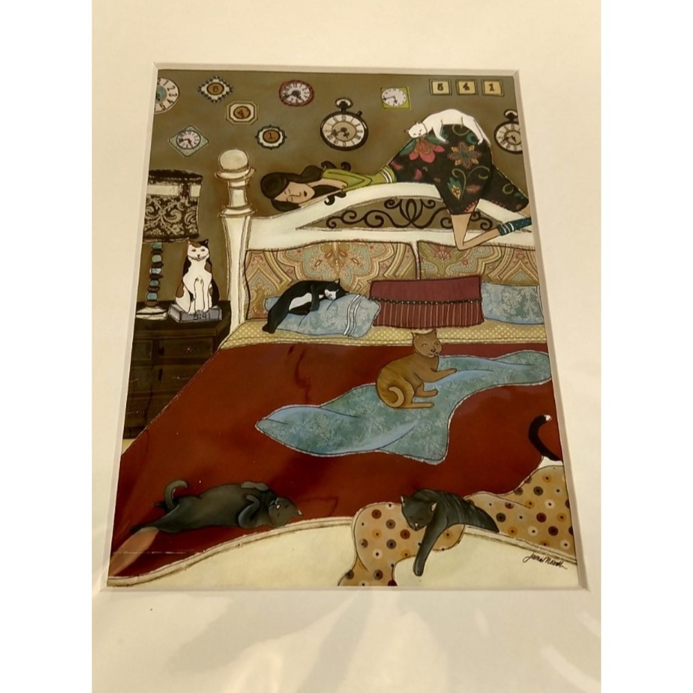 Jamie Morath It's 541 Somewhere Art Print Cats Cozy Bedroom Matted NIP 8x10